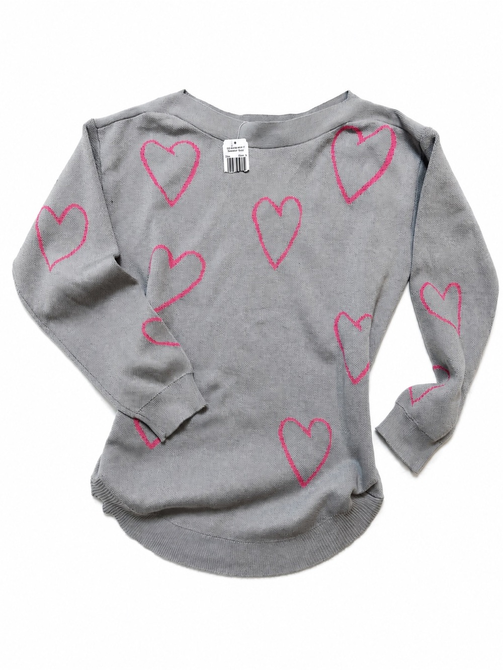 Astrologie Grey Pink Heart Knit Sweater/ Cozy Light